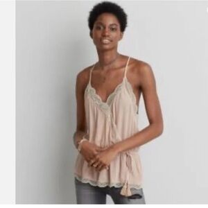 American Eagle Blush Pink Peplum Cami Sz M